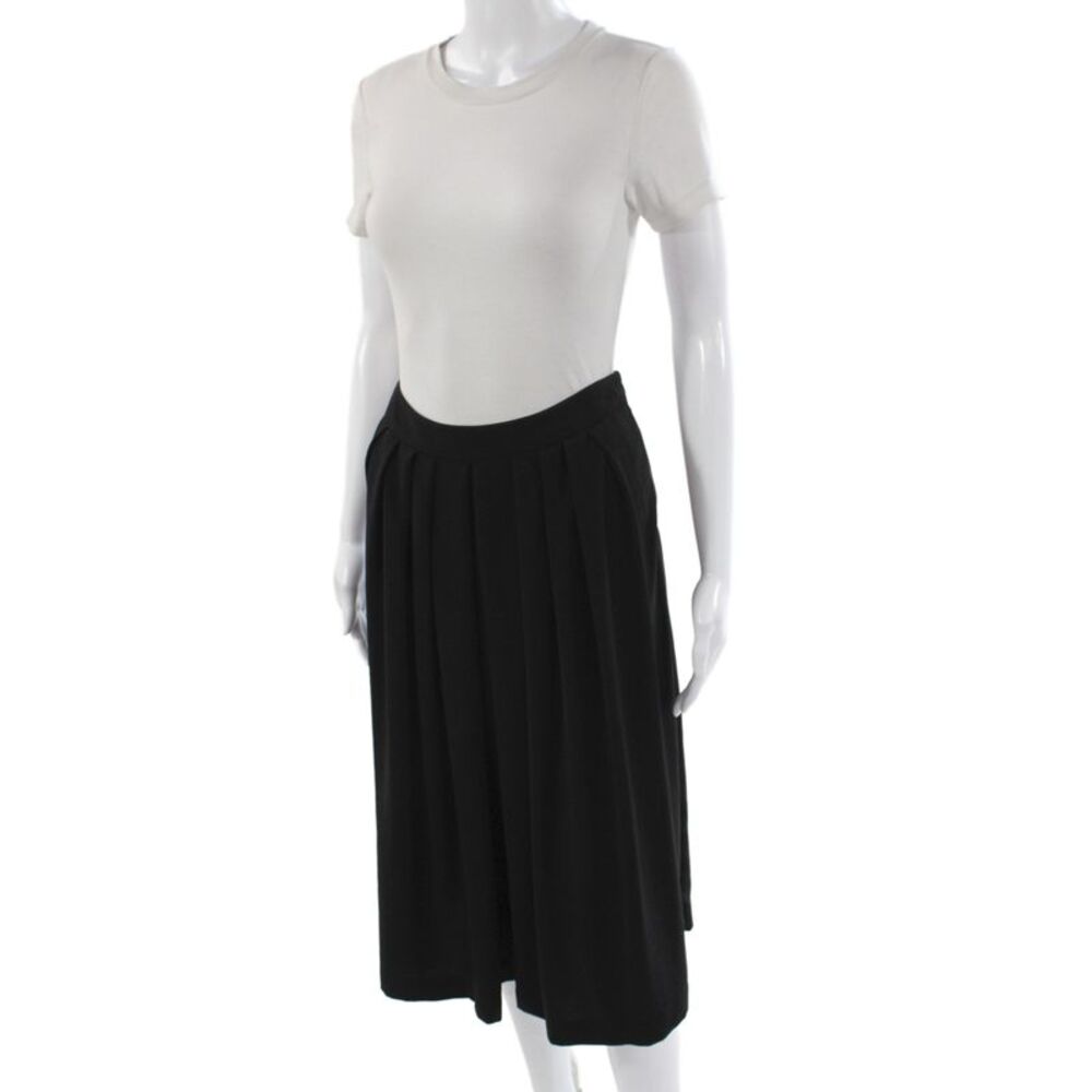 L'Autre Chose Womens Pleated Midi Skirt Black Polyester Zip Size 44